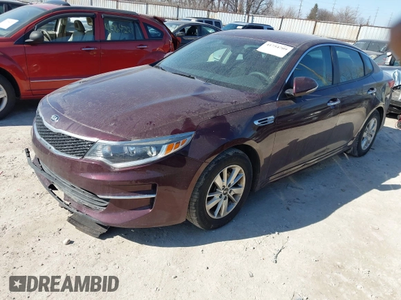 2018 Kia Optima LX with VIN 5XXGT4L32JG228231, listed as a IAAI auction lot 41754709 with 96,593 mi miles. Bid and sale history available at carsss.com. Image 2.