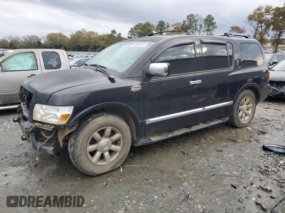 2005 Infiniti QX56 with VIN 5N3AA08A65N813953, listed as a Copart auction lot 83838814 with 168,503 mi miles and Salvage Title. Bid and sale history available at carsss.com. Image 1.