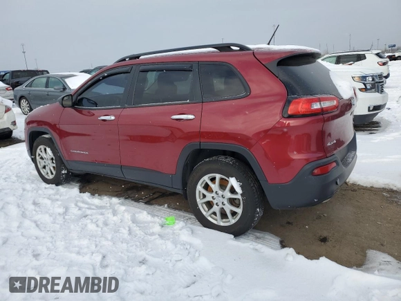 2017 Jeep Cherokee Sport with VIN 1C4PJMAB6HW647336, listed as a Copart auction lot 41542075 with 128,569 mi miles and Clean Title. Bid and sale history available at carsss.com. Image 2.