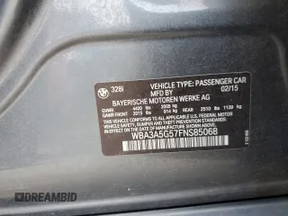 2015 BMW 3 Series 328i с VIN WBA3A5G57FNS85068, выставлен на аукционе Copart как лот 61063705 с пробегом 78 306 миль миль и Списание • Salvage title. История ставок и продаж доступна на DreamBid. Изображение 12.