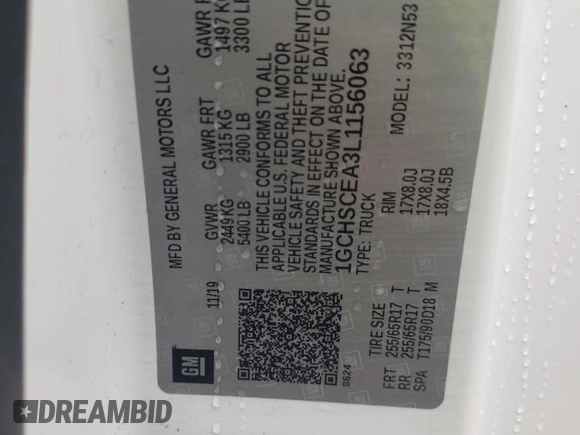 2020 Chevrolet Colorado 2WD LT with VIN 1GCHSCEA3L1156063, listed as a Copart auction lot 51670345 with 128,684 mi miles and Salvage title. Bid and sale history available at DreamBid. Image 14.