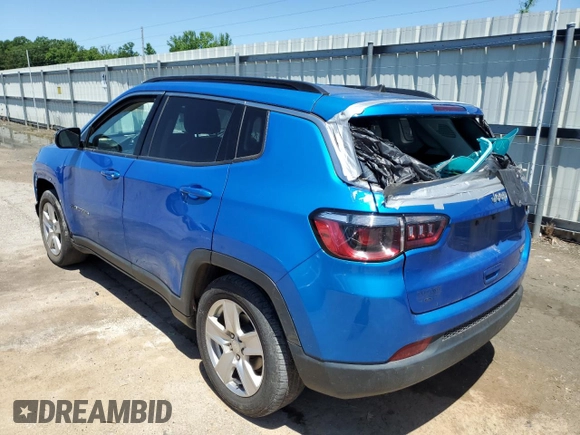 2022 Jeep Compass Latitude with VIN 3C4NJCBB5NT214270, listed as a Copart auction lot 56959935 with 52,137 mi miles and Clean title. Bid and sale history available at DreamBid. Image 2.