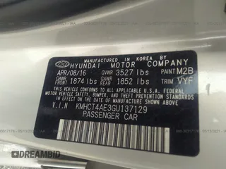 2016 Hyundai Accent SE with VIN KMHCT4AE3GU137129, listed as a IAAI auction lot 41695820 with 43,367 mi miles and . Bid and sale history available at DreamBid. Image 9.