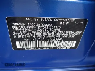 2020 Subaru WRX с VIN JF1VA1A60L9808981, выставлен на аукционе IAAI как лот 42128331 с пробегом 104 993 миль миль и . История ставок и продаж доступна на DreamBid. Изображение 9.