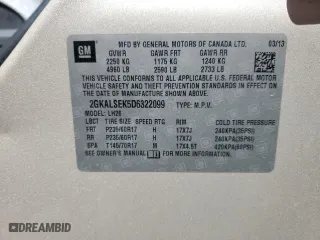 2013 GMC Terrain SLE with VIN 2GKALSEK5D6322099, listed as a Copart auction lot 49307654 with 116,572 mi miles and Salvage Title. Bid and sale history available at carsss.com. Image 13.