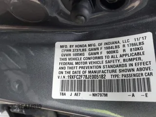 2018 Honda Civic Sedan EX with VIN 19XFC2F78JE005182, listed as a IAAI auction lot 41694161 with 101,158 mi miles. Bid and sale history available at carsss.com. Image 9.