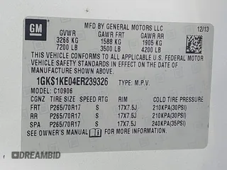 2014 GMC Yukon XL SLT with VIN 1GKS1KE04ER239326, listed as a IAAI auction lot 42095373 with 96,123 mi miles. Bid and sale history available at carsss.com. Image 9.
