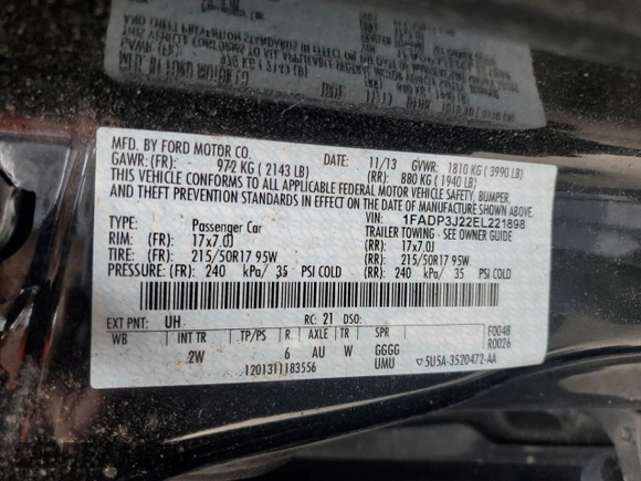 2014 Ford Focus Titanium with VIN 1FADP3J22EL221898, listed as a Copart auction lot 47867325 with 97,806 mi miles and Salvage Title. Bid and sale history available at DreamBid. Image 14.