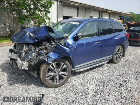 2018 Nissan Pathfinder Platinum z VIN 5N1DR2MN8JC669962, wystawiony jako Copart lot #56760475 z przebiegiem Nie podano mil oraz Szkoda całkowita • Salvage title. Historia ofert i sprzedaży dostępna na DreamBid. Obrazek 1.