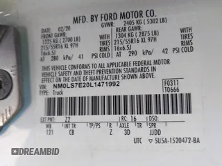 2020 Ford Transit Connect XL with VIN NM0LS7E20L1471992, listed as a IAAI auction lot 42133275 with 44,160 mi miles and . Bid and sale history available at DreamBid. Image 9.