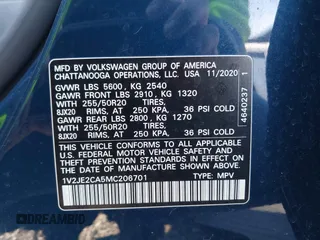 2021 Volkswagen Atlas SE with VIN 1V2JE2CA5MC206701, listed as a IAAI auction lot 41165558 with 52,631 mi miles and . Bid and sale history available at DreamBid. Image 9.