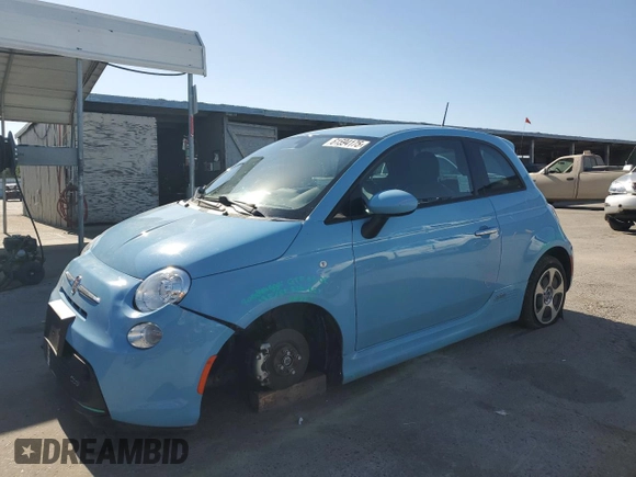 2017 FIAT 500e with VIN 3C3CFFGEXHT565603, listed as a Copart auction lot 61594175 with 57,428 mi miles and Salvage title. Bid and sale history available at DreamBid. Image 1.