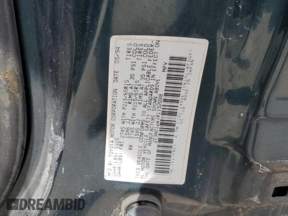 1994 Toyota Previa LE z VIN JT3AC12R7R1152088, wystawiony jako Copart lot #73415754 z przebiegiem 250 962 mil mil oraz Szkoda całkowita • Salvage title. Historia ofert i sprzedaży dostępna na DreamBid. Obrazek 15.