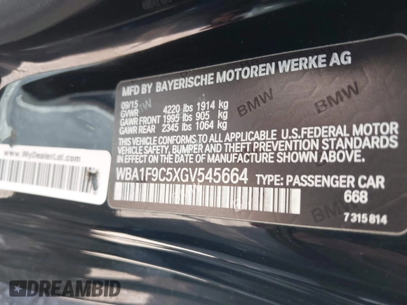 2016 BMW 2 Series 228i with VIN WBA1F9C5XGV545664, listed as a IAAI auction lot 39327505 with 94,583 mi miles. Bid and sale history available at carsss.com. Image 9.