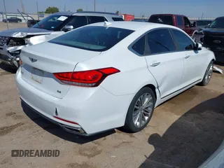 2017 Genesis G80 3.8L with VIN KMHGN4JE1HU200046, listed as a IAAI auction lot 42077422 with 121,698 mi miles and . Bid and sale history available at carsss.com. Image 4.