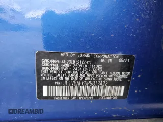 2023 Subaru WRX Premium with VIN JF1VBAF66P9813422, listed as a Copart auction lot 53301575 with 6,630 mi miles and Salvage title. Bid and sale history available at DreamBid. Image 12.