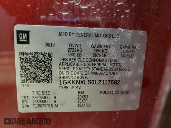 2020 GMC Acadia Denali z VIN 1GKKNXLS0LZ117582, wystawiony jako Copart lot #48220545 z przebiegiem 76 232 mil mil oraz Szkoda całkowita • Salvage title. Historia ofert i sprzedaży dostępna na DreamBid. Obrazek 14.
