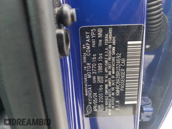 2024 Hyundai Venue SEL z VIN KMHRC8A38RU324692, wystawiony jako Copart lot #54395115 z przebiegiem 12 017 mil mil oraz Czysty tytuł • Clean title. Historia ofert i sprzedaży dostępna na DreamBid. Obrazek 13.