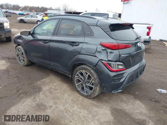 2022 Hyundai Kona N Line with VIN KM8K3CA32NU923862, listed as a IAAI auction lot 41826113 with 75,298 mi miles. Bid and sale history available at carsss.com. Image 3.