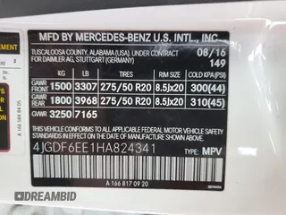 2017 Mercedes-Benz GLS with VIN 4JGDF6EE1HA824341, listed as a Copart auction lot 39469083 with 75,402 mi miles. Bid and sale history available at carsss.com. Image 13.