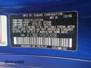 2025 Toyota GR86 Premium with VIN JF1ZNBE1XS9752038, listed as a Copart auction lot 48869165 with 692 mi miles and Non Repairable. Bid and sale history available at carsss.com. Image 12.