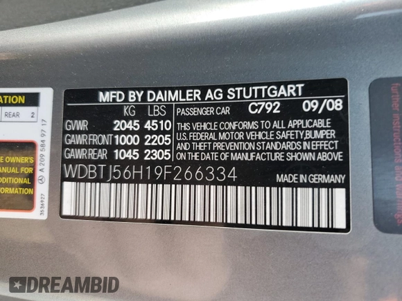 2009 Mercedes-Benz CLK 350 z VIN WDBTJ56H19F266334, wystawiony jako Copart lot #44397235 z przebiegiem Nie podano mil oraz Szkoda całkowita • Salvage title. Historia ofert i sprzedaży dostępna na DreamBid. Obrazek 14.