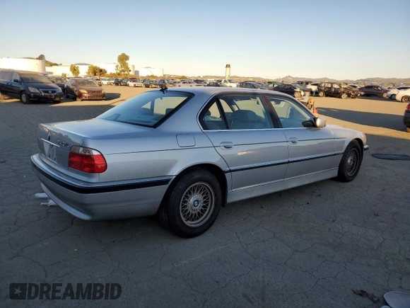 2001 BMW 7 Series 740iL with VIN WBAGH83451DP25363, listed as a Copart auction lot 88449105 with 153,265 mi miles and Salvage Title. Bid and sale history available at carsss.com. Image 3.