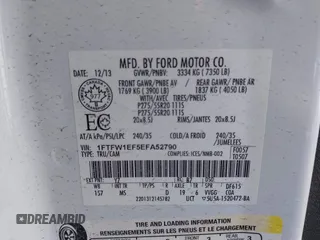 2014 Ford F-150 XL with VIN 1FTFW1EF5EFA52790, listed as a IAAI auction lot 41838078 with 298,335 mi miles. Bid and sale history available at carsss.com. Image 9.