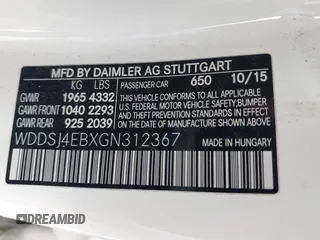 2016 Mercedes-Benz CLA 250 with VIN WDDSJ4EBXGN312367, listed as a IAAI auction lot 42056172 with 222,378 mi miles and . Bid and sale history available at DreamBid. Image 9.