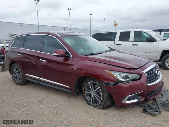 2019 Infiniti QX60 PURE with VIN 5N1DL0MM7KC558351, listed as a IAAI auction lot 41685778 with 100,949 mi miles. Bid and sale history available at carsss.com. Image 1.