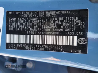2023 Toyota Camry SE with VIN 4T1G11AK4PU095808, listed as a Copart auction lot 52798085 with 34,266 mi miles and Salvage Title. Bid and sale history available at DreamBid. Image 13.