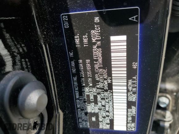 2022 Toyota Highlander XLE z VIN 5TDHZRBH0NS202972, wystawiony jako Copart lot #56211025 z przebiegiem 29 021 mil mil oraz Szkoda całkowita • Salvage title. Historia ofert i sprzedaży dostępna na DreamBid. Obrazek 13.