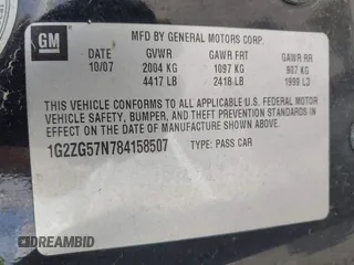 2008 Pontiac G6 with VIN 1G2ZG57N784158507, listed as a IAAI auction lot 42209331 with 149,851 mi miles and . Bid and sale history available at DreamBid. Image 9.