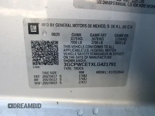 2020 Chevrolet Silverado 1500 LT with VIN 3GCPWCETXLG421791, listed as a Copart auction lot 86691014 with 60,445 mi miles and Salvage Title. Bid and sale history available at DreamBid. Image 12.
