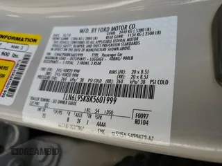 2019 Lincoln Continental Select with VIN 1LN6L9SK8K5601999, listed as a Copart auction lot 84455404 with 54,521 mi miles and Salvage Title. Bid and sale history available at carsss.com. Image 12.
