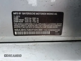 2013 BMW 3 Series 328i xDrive with VIN WBA3B5C58DF595384, listed as a Copart auction lot 49983605 with 162,438 mi miles and Salvage Title. Bid and sale history available at carsss.com. Image 12.
