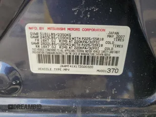 2007 Mitsubishi Outlander XLS with VIN JA4MT41X17Z020320, listed as a Copart auction lot 43949725 with 214,347 mi miles and Salvage Title. Bid and sale history available at carsss.com. Image 13.