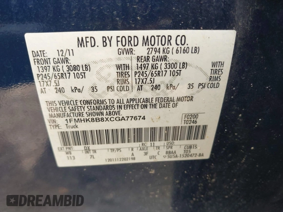 2012 Ford Explorer с VIN 1FMHK8B8XCGA77674, выставлен на аукционе IAAI как лот 42671345 с пробегом 129 767 миль миль и . История ставок и продаж доступна на DreamBid. Изображение 9.