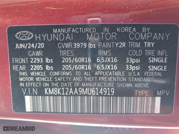 2021 Hyundai Kona SE with VIN KM8K12AA9MU614919, listed as a Copart auction lot 45550725 with 20,994 mi miles and Salvage Title. Bid and sale history available at carsss.com. Image 15.