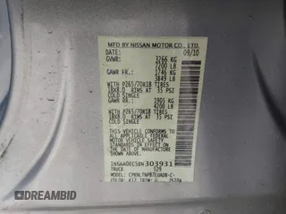 2011 Nissan Titan SL with VIN 1N6AA0EC5BN303931, listed as a IAAI auction lot 41687499 with 243,993 mi miles. Bid and sale history available at carsss.com. Image 9.