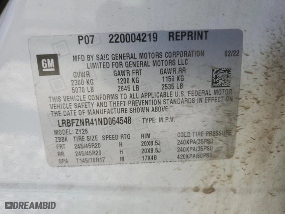 2022 Buick Envision Essence with VIN LRBFZNR41ND064548, listed as a Copart auction lot 86700954 with 52,469 mi miles and Salvage Title. Bid and sale history available at carsss.com. Image 15.