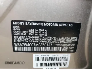 2021 BMW 7 Series z VIN WBA7W4C07MCF50137, wystawiony jako Copart lot #56453774 z przebiegiem 21 314 mil mil oraz . Historia ofert i sprzedaży dostępna na DreamBid. Obrazek 12.