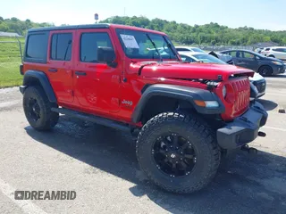 2018 Jeep Wrangler Unlimited Sport S with VIN 1C4HJXDGXJW168940, listed as a IAAI auction lot 42200607 with 60,308 mi miles and . Bid and sale history available at DreamBid. Image 1.