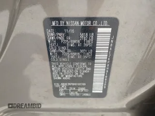 2017 Nissan Quest SV z VIN JN8AE2KP8H9166399, wystawiony jako IAAI lot #42311238 z przebiegiem 168 475 mil mil oraz . Historia ofert i sprzedaży dostępna na DreamBid. Obrazek 9.