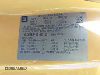 2016 Chevrolet Colorado 2WD WT with VIN 1GCHSBEA4G1250193, listed as a IAAI auction lot 41756212 with 76,380 mi miles. Bid and sale history available at carsss.com. Image 9.