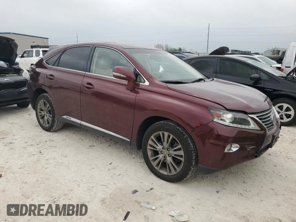 2013 Lexus RX 450h with VIN JTJZB1BA6D2413240, listed as a Copart auction lot 51524795 with 111,350 mi miles and Salvage title. Bid and sale history available at DreamBid. Image 4.