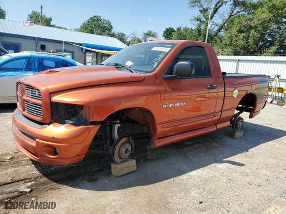 2005 Dodge Ram 1500 SLT with VIN 1D7HU16D15J619687, listed as a Copart auction lot 65439154 with 0 mi miles and Salvage Title. Bid and sale history available at carsss.com. Image 1.