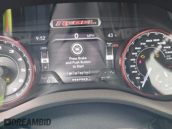 2020 Ram 1500 Rebel with VIN 1C6SRFLT5LN113514, listed as a IAAI auction lot 41718662 with 56,730 mi miles and . Bid and sale history available at DreamBid. Image 7.