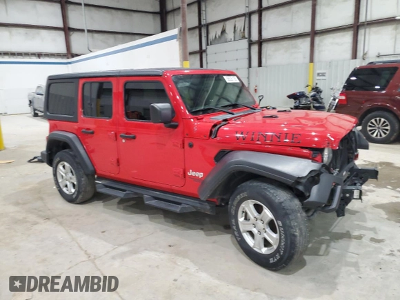 2019 Jeep Wrangler Unlimited Sport S with VIN 1C4HJXDG2KW646608, listed as a Copart auction lot 58535105 with 111,230 mi miles and Salvage title. Bid and sale history available at DreamBid. Image 4.
