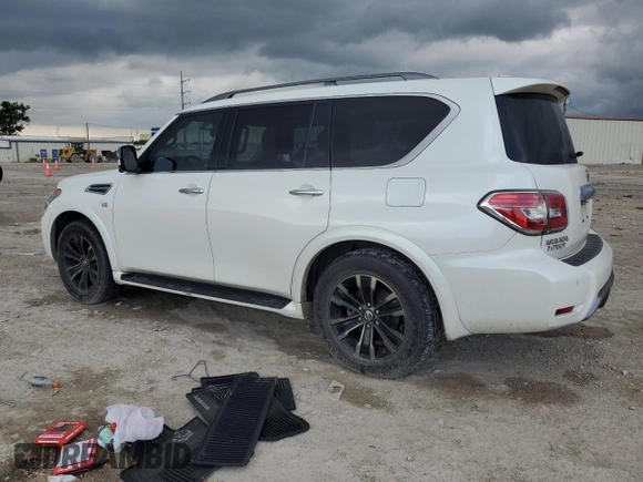2020 Nissan Armada Platinum z VIN JN8AY2NF6L9360075, wystawiony jako Copart lot #55240645 z przebiegiem 93 505 mil mil oraz Szkoda całkowita • Salvage title. Historia ofert i sprzedaży dostępna na DreamBid. Obrazek 2.